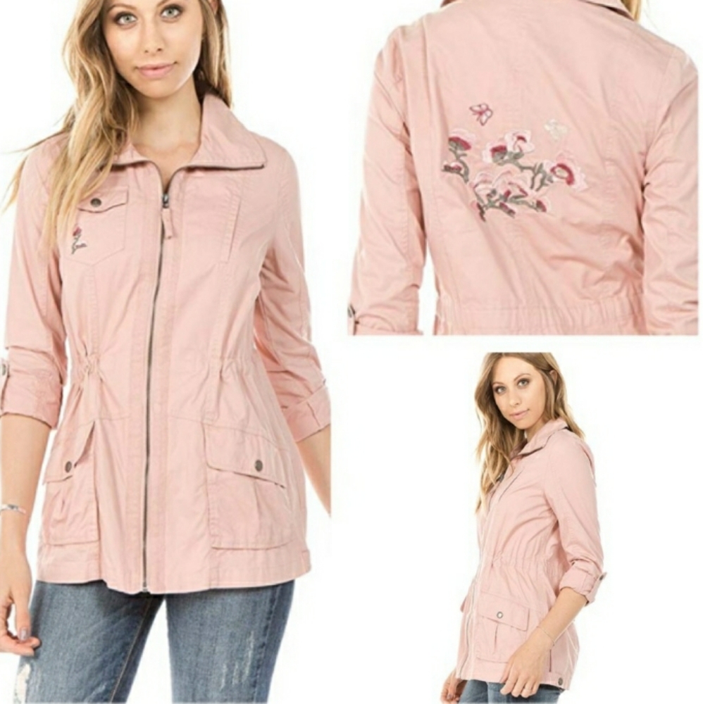 Ashley Pastel Pink Embroidered Utility Jacket - Picture 2 of 10